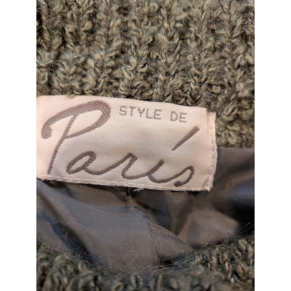 Boho Cottagecore Chunky Fuzzy Green White Sparkle Knitted Cardigan Jacket Snaps‎ - Picture 12 of 13